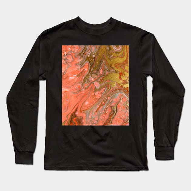 Pink Marble Watercolour With Gold Effect Long Sleeve T-Shirt by JustBeSatisfied